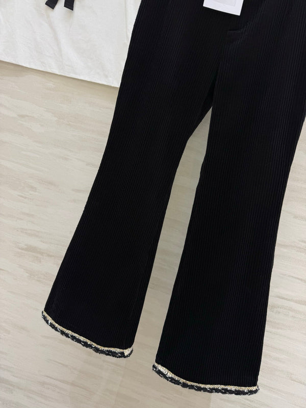 Chanel Black Corduroy Flared Pants 377401