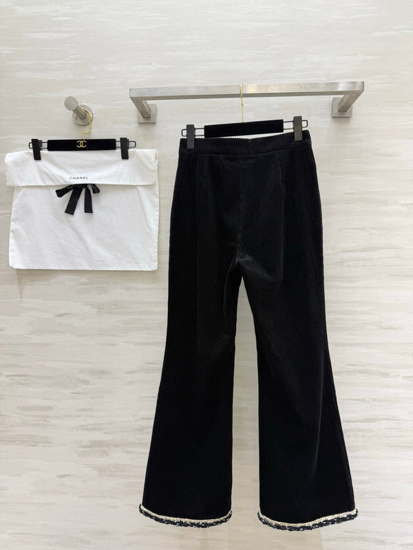 Chanel Black Corduroy Flared Pants 377401