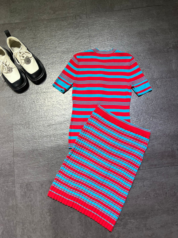 Chanel Slim-fit Short-sleeved top + Skirt in Cotton 362317