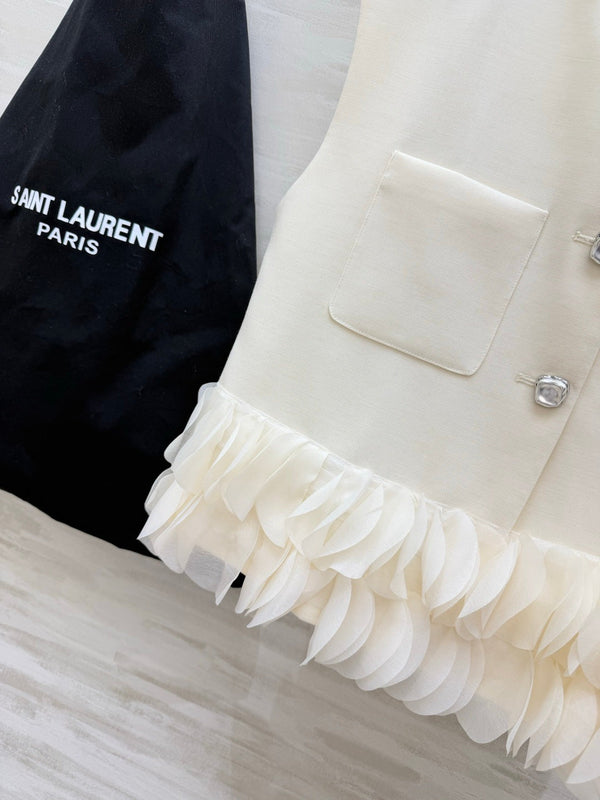 YSL 26 Petal Vest White in Cotton 377428