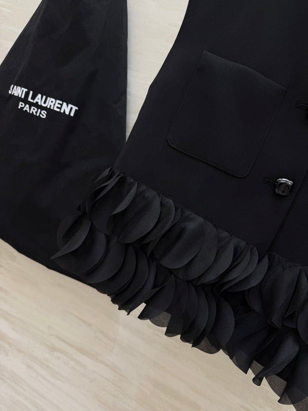 YSL 26 Gilet Pétale Noir en Coton 377430