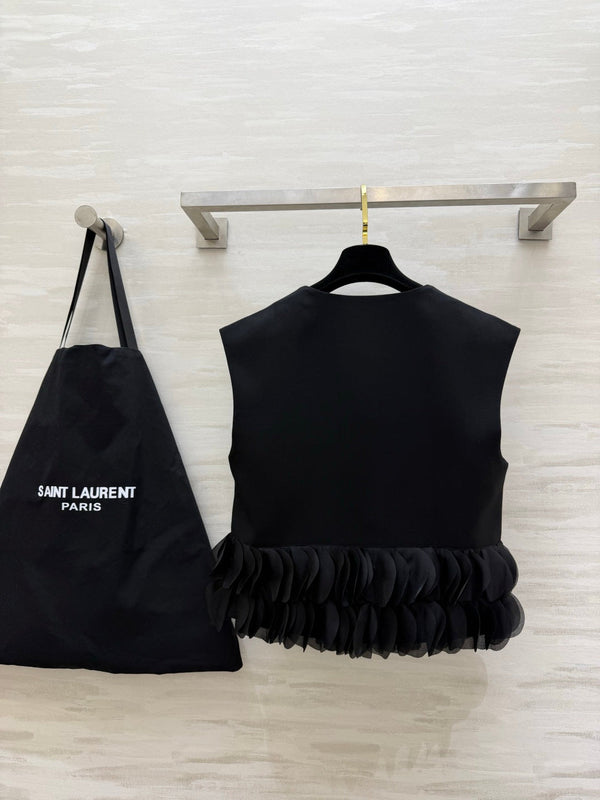YSL 26 Gilet Pétale Noir en Coton 377430