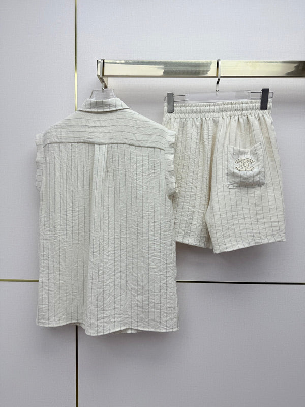 Chanel 26SS Sleeveless Shirt + Shorts Set in Polyester 375649