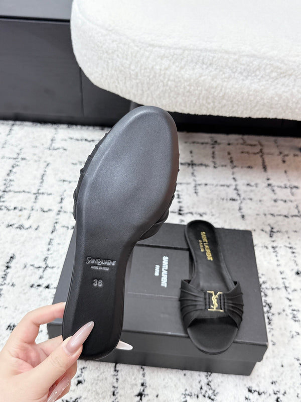 YSL Babylone Slides Black in Silk 743656