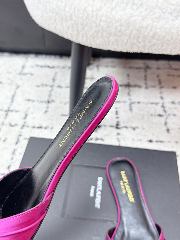 YSL Babylone Slides Pink in Silk 743655