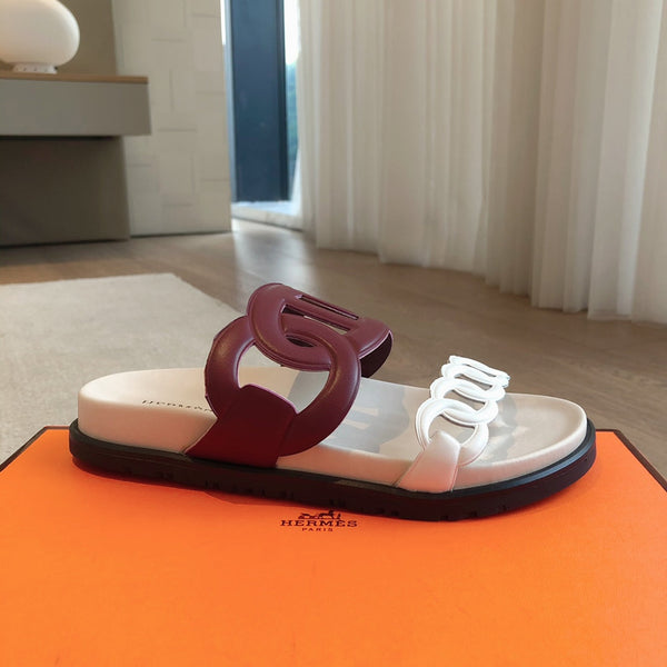 HM Extra Sandal Burgundy White in Cowhide 743963