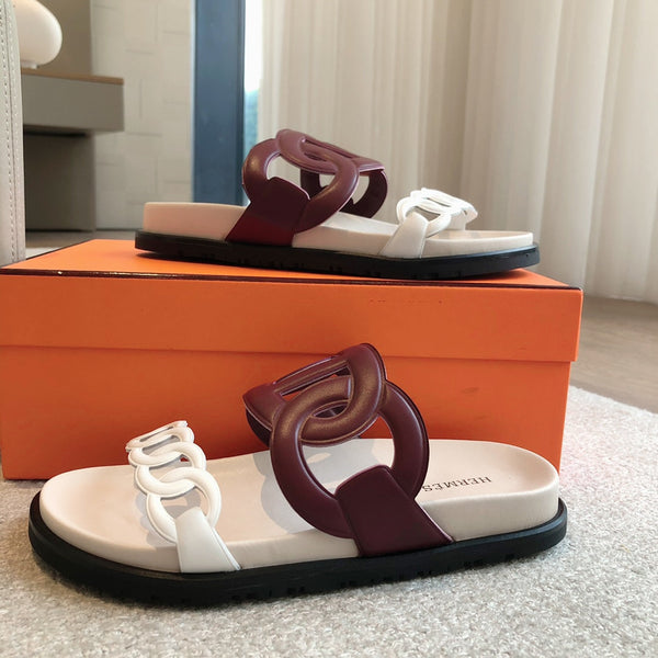HM Extra Sandal Burgundy White in Cowhide 743963