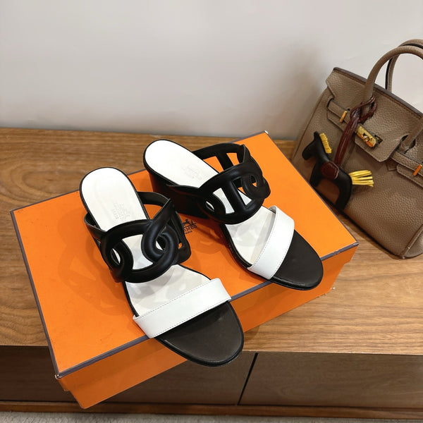 HM Sandal 60 Black White in Calfskin 743966