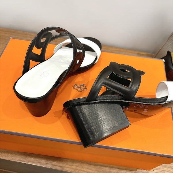 HM Sandal 60 Black White in Calfskin 743966