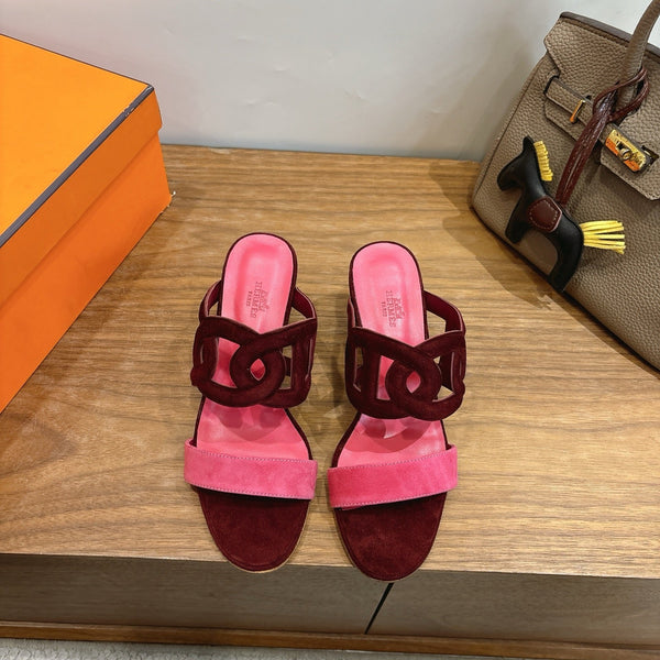 HM Sandal 60 Burgundy Pink in Suede 743972