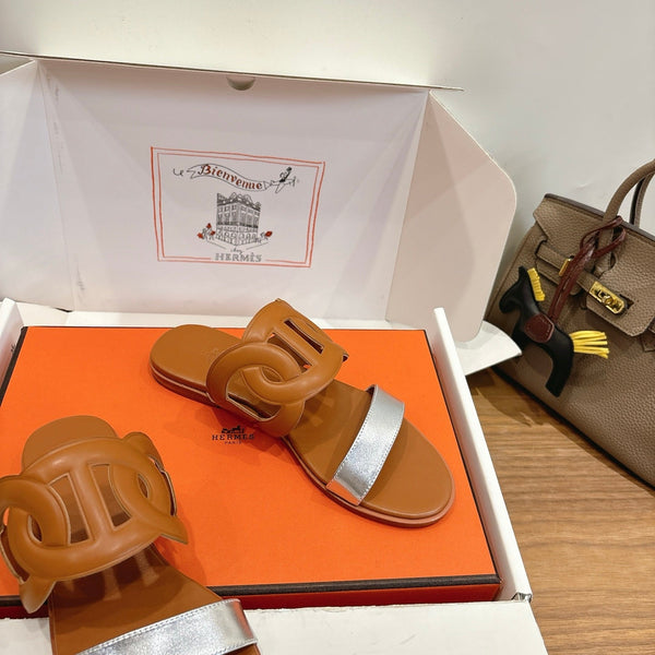 HM Sandal Brown Silver in Calfskin 743976