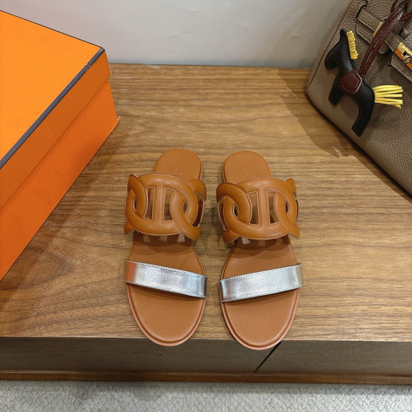 HM Sandal Brown Silver in Calfskin 743976