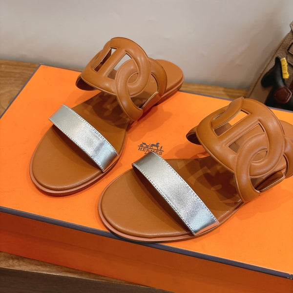 HM Sandal Brown Silver in Calfskin 743976