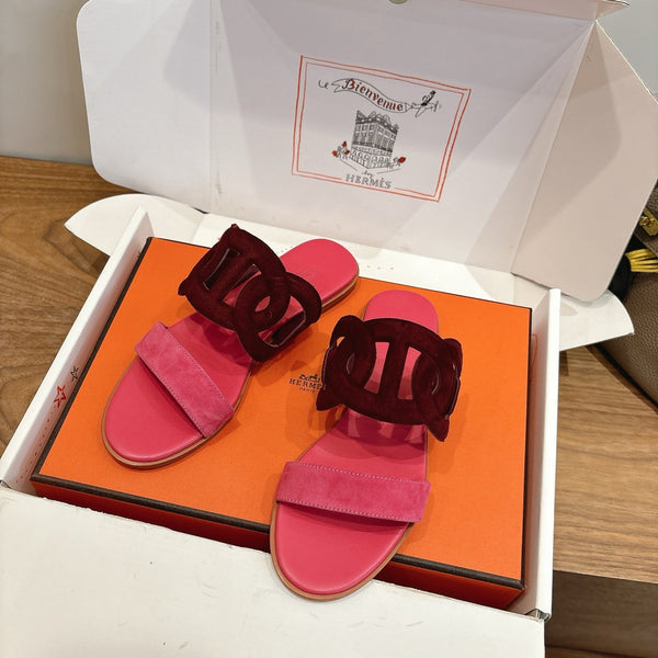 HM Sandal Burgundy Pink in Suede 743981