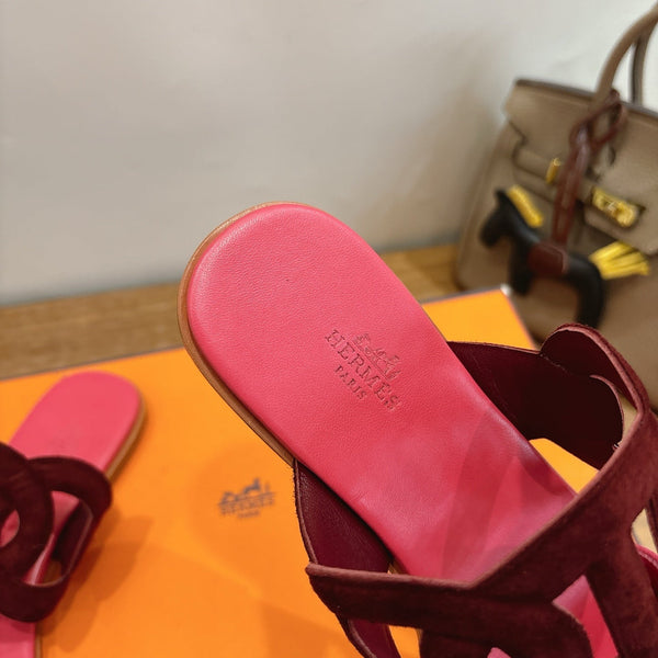 HM Sandal Burgundy Pink in Suede 743981