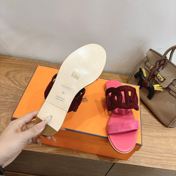 HM Sandal Burgundy Pink in Suede 743981