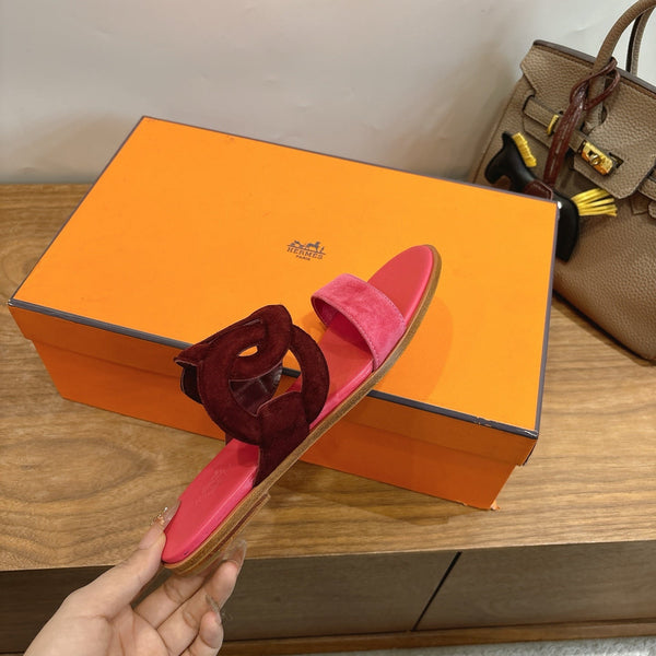 HM Sandal Burgundy Pink in Suede 743981