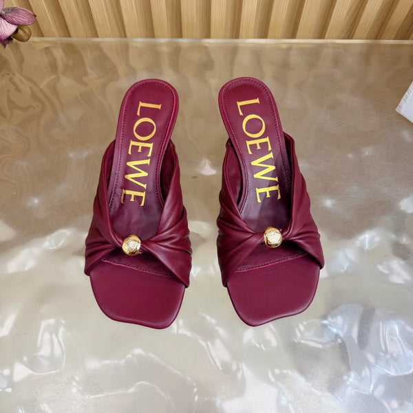 Loew Pebble Soft Sandal 55 Burgundy in Sheepskin 749420