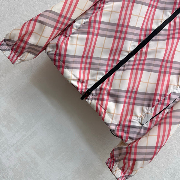 BBR Hooded Check Jacket Pink in Polyester 378873