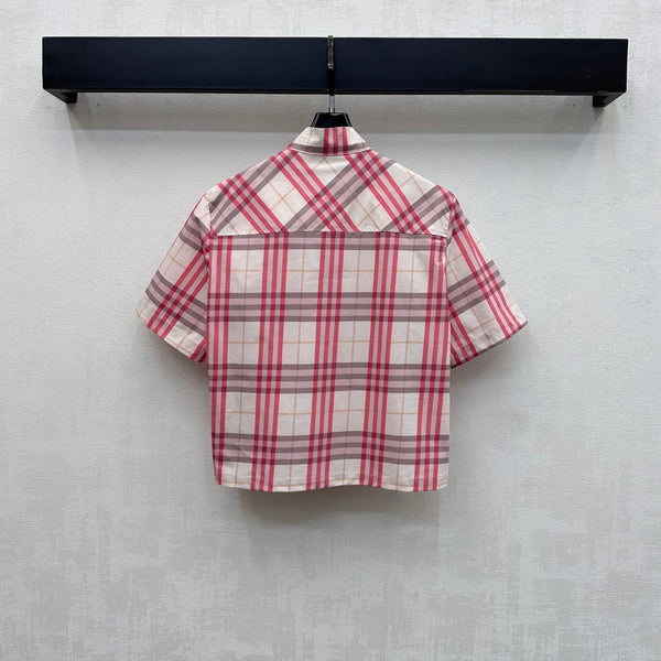 BBR Checkered Shirt and Shorts Set Pink in Polyester 378858