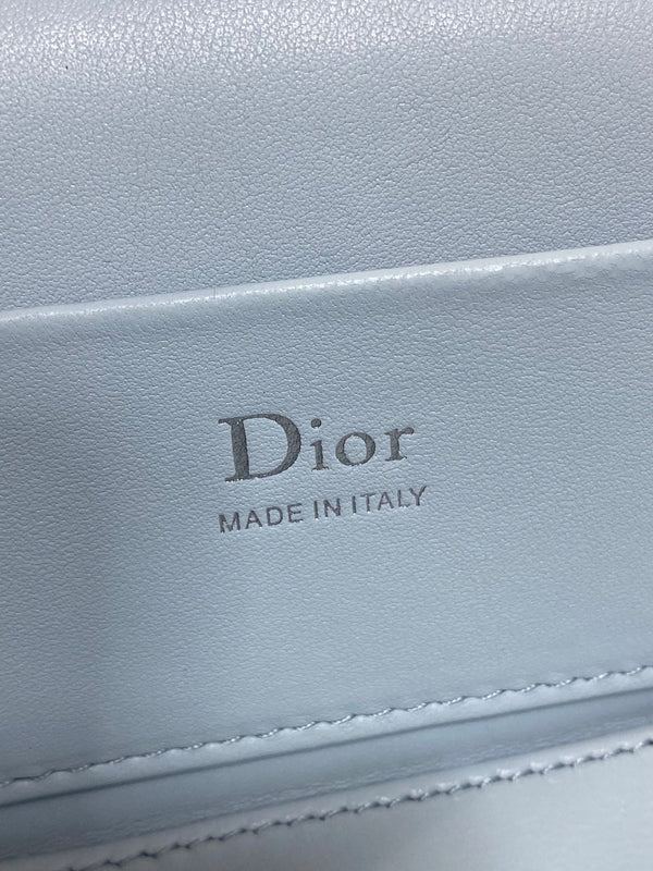 CD Bow-embellished Cosmetic Bag 17.5 Light Blue in Lambskin 286424