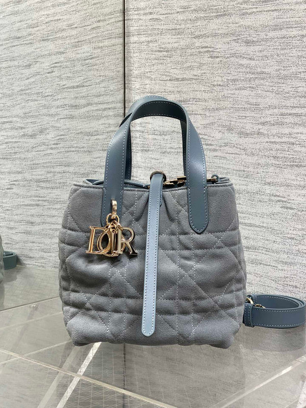 CD Toujours Vertical Bag 18cm Light Blue in Suede 286503