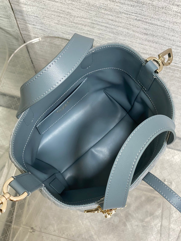 CD Toujours Vertical Bag 18cm Light Blue in Suede 286503