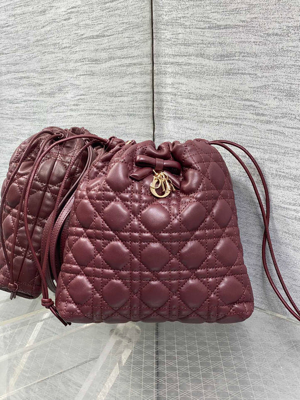 Sac CD Dior Adiorable 22cm bordeaux en cuir matelassé 286633