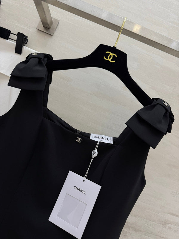 CC 26SS Bow-Tie Strap Spaghetti Strap Dress Black in Cotton 379313