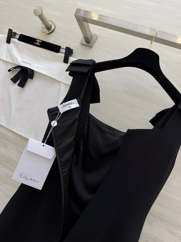 CC 26SS Bow-Tie Strap Spaghetti Strap Dress Black in Cotton 379313