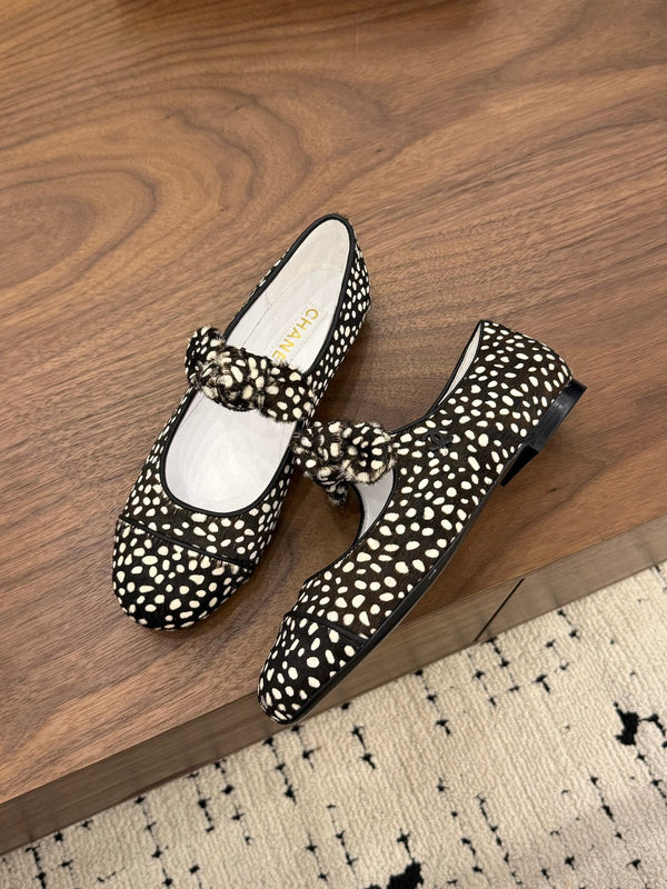 CC 26 Babies à pois noir et blanc en crin de poulain 756091