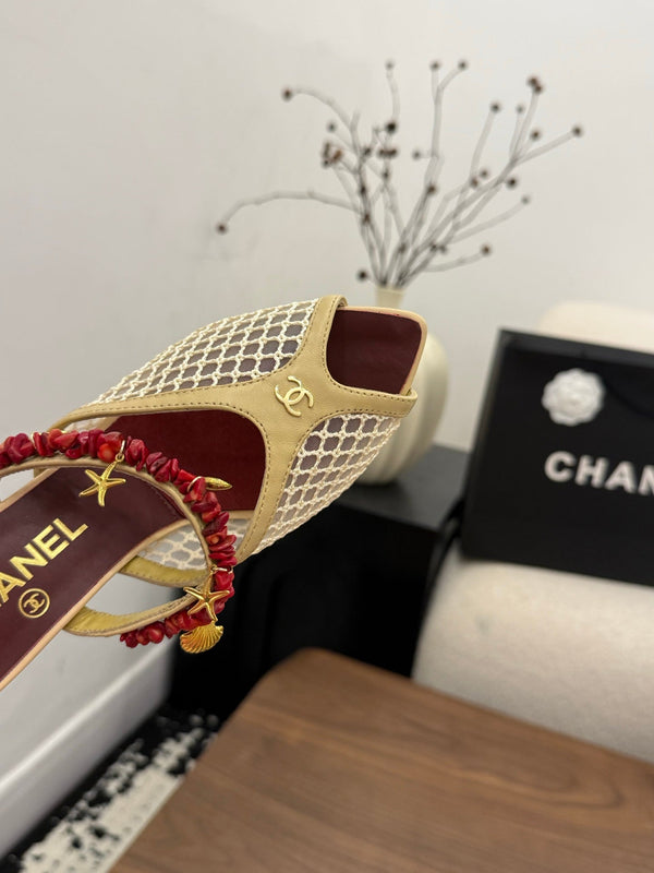 CC 26 Mules Coco Beach 80 mm Beige en maille 757986