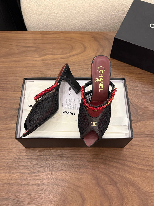 CC 26 Coco Beach Mules 80mm Black in Mesh 757984