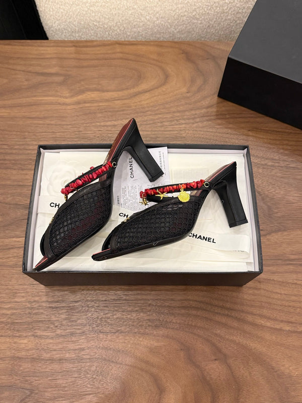 CC 26 Coco Beach Mules 80mm Black in Mesh 757984
