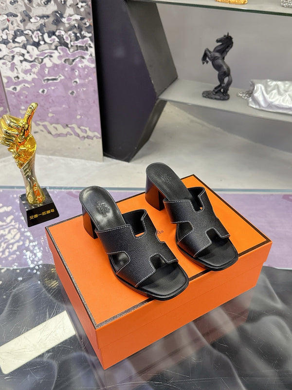 HM Sandal 90mm Black in Cowhide 757935