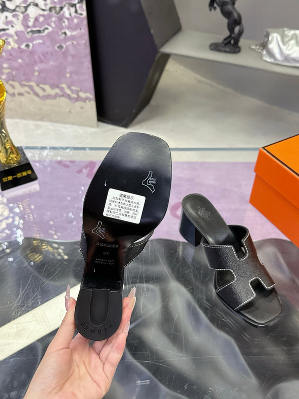 HM Sandal 90mm Black in Cowhide 757935