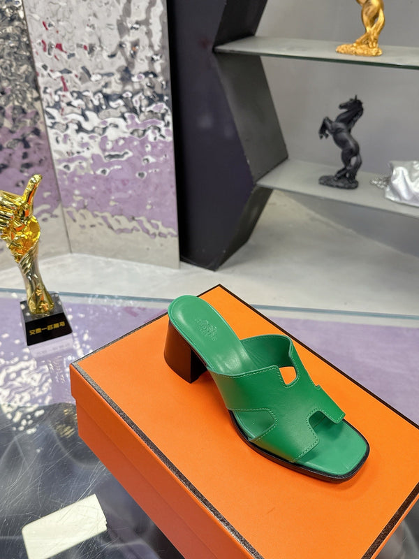 HM Sandal 90mm Green in Cowhide 757941