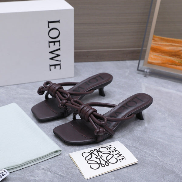 Loew 26 Knot Sandals 45mm Chocolate in Lambskin 759440