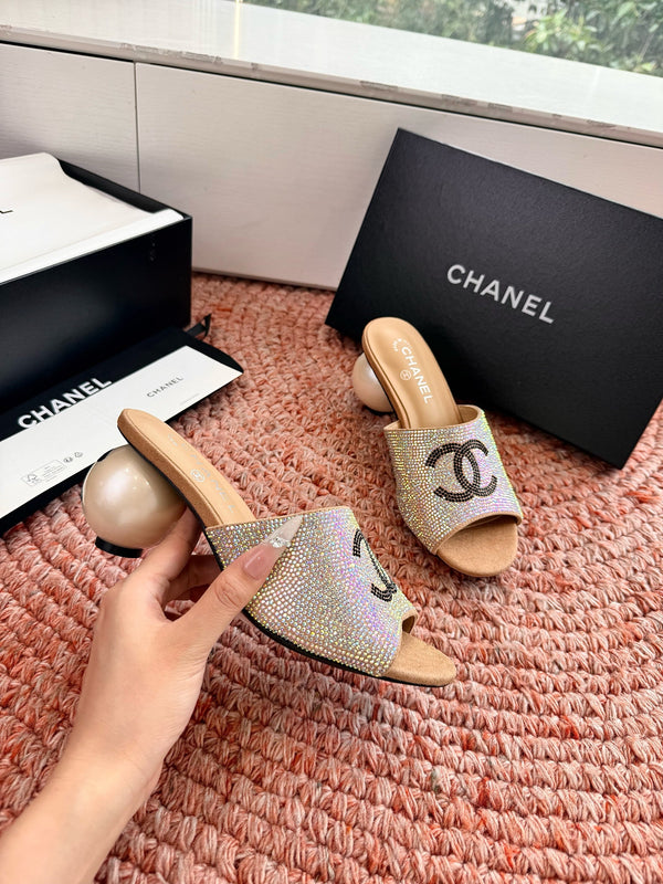 CC 26SS Sandales à talons Perle 70mm avec nœud Dorées en cuir de vachette 760559