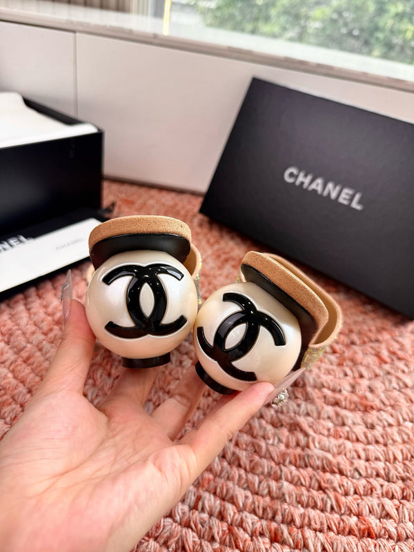 CC 26SS Sandales à talons Perle 70mm avec nœud Dorées en cuir de vachette 760559