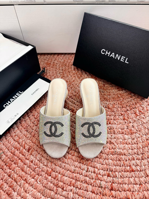 CC 26SS Pearl Heel 70mm Bow Sandals Light Gold Beige in Cowhide 760557