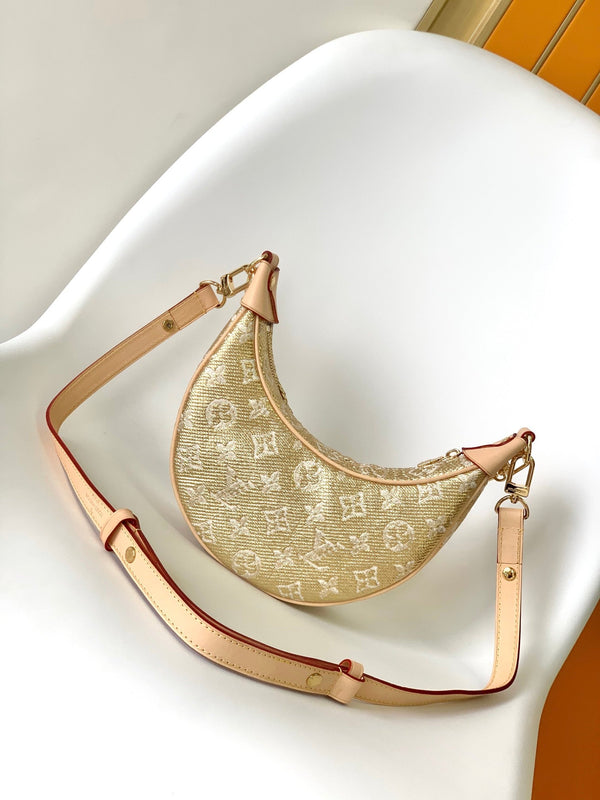 LV Loop Baguette Bag 23cm Gold in Monogram Coated Canvas 286670