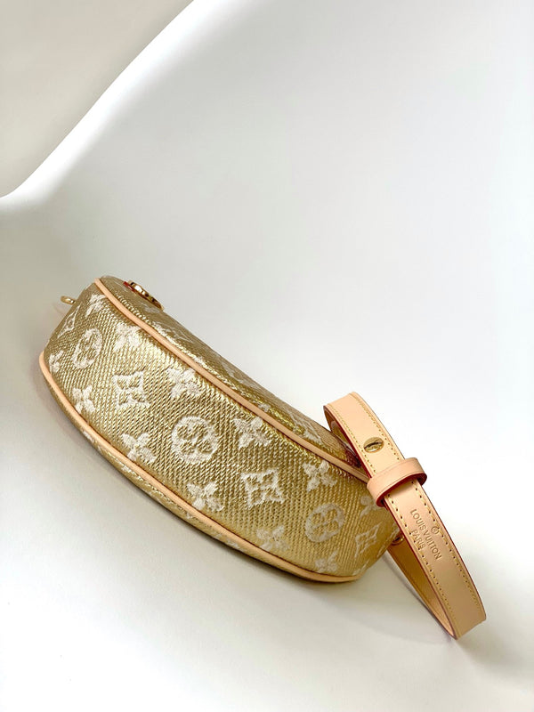 LV Loop Baguette Bag 23cm Gold in Monogram Coated Canvas 286670
