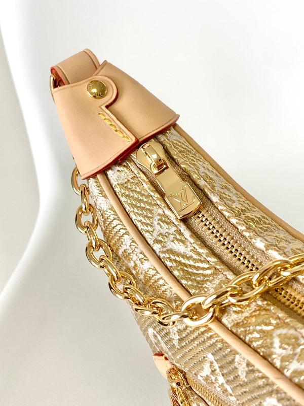 LV Loop Baguette Bag 23cm Gold in Monogram Coated Canvas 286670