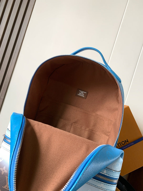 LV Discovery Backpack Blue Brown in Monogram coated Canvas 287019