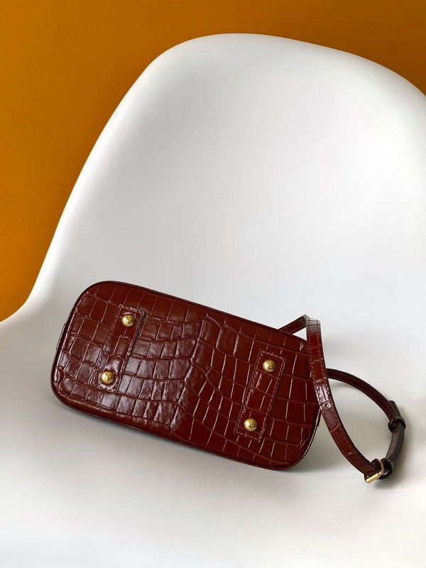 LV Alma BB Handbag 23.5cm Brown Burgundy in Monogram with Cowhide trim 287226