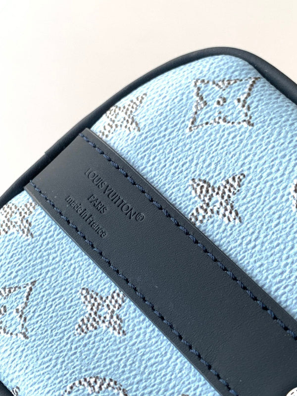 LV Keepall 25 Bandoulière Handbag Blue in Monogram coated Canvas 287216