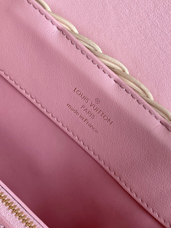 LV Capucines Mini Handbag Pink in Rattan and Cowhide leather 287165