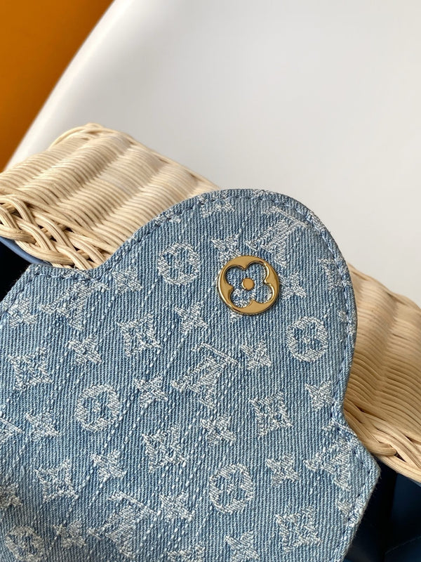 LV Capucines Mini Handbag Blue in Rattan and Cowhide leather 287162