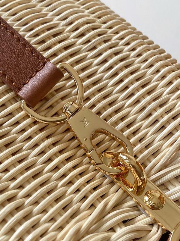 LV Capucines Mini Handbag Brown in Rattan and Cowhide leather 287159